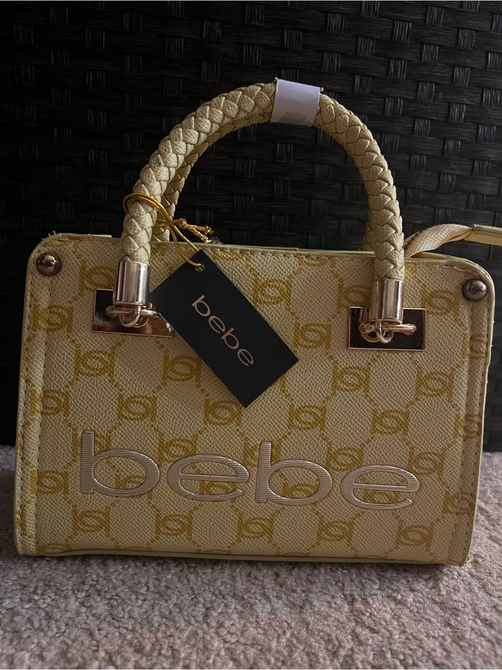 bebe small yellow tote- brand new, never used.